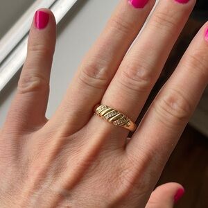 Gold CZ Croissant Ring